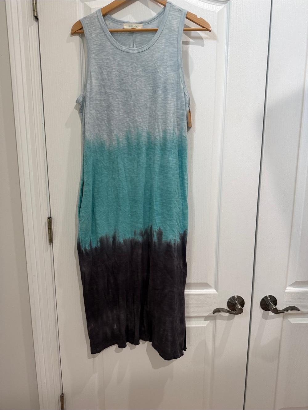 River + Sky Sz M Sleeveless Ombre Maxi 
in Teal, Light Gray and Charcoal NWT